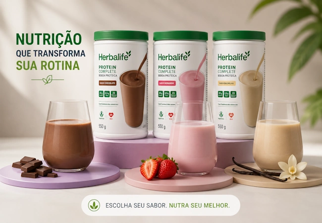 Variedade de sabores do Protein Complete Herbalife