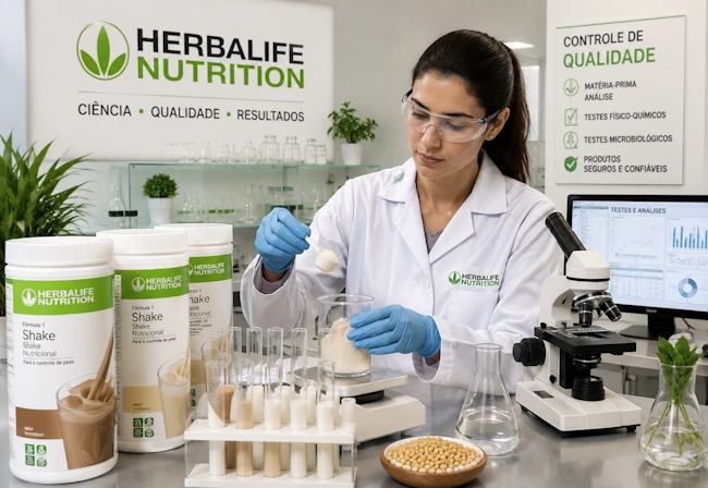 Laboratório de controle de qualidade e testes científicos dos produtos proteicos Herbalife
