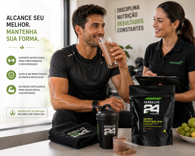 Atleta em acompanhamento nutricional mantendo a forma física saudável com Herbalife Whey Protein 3W